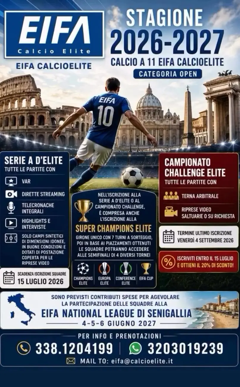 Locandina iscrizioni EIFA categoria Open stagione 2026 2027