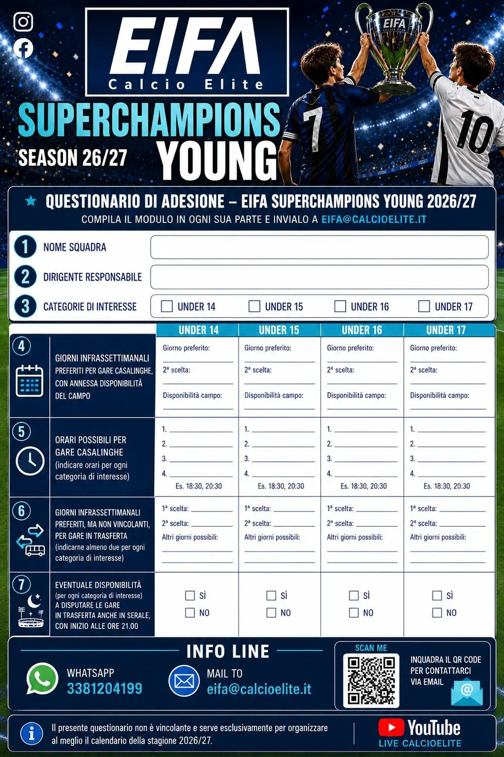 Questionario adesione Super Champions Young 2026 2027